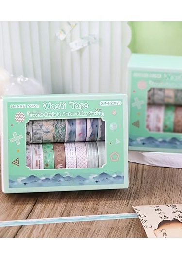 Share Vintage Washi Tape Bant Yapışkanlı Maskeleme Kağıdı Desenli Bant 20'li - Orman Stili Desenler 1