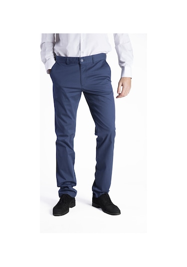 Sposo 128 Dar Kalıp Normal Bel Pamuk Likralı İndigo Erkek Pantolon İndigo