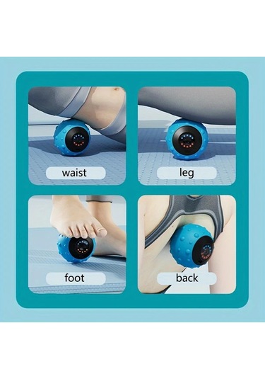 Honeybeeshop Siyah 5 Hizli Yuksek Yogunluklu Sarj Edilebilir Titresimli Masaj Topu Kas Fitness Servikal Omurga Bel Ayak Icin Elektrikli Yoga Topu Siyah