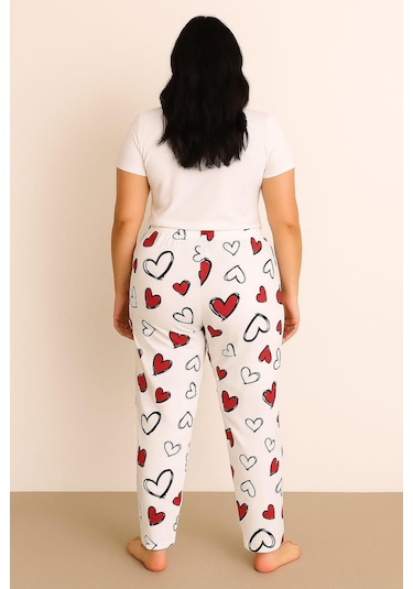 Kadın Büyük Beden Desenli Milan Tek Alt Ekru Ekru