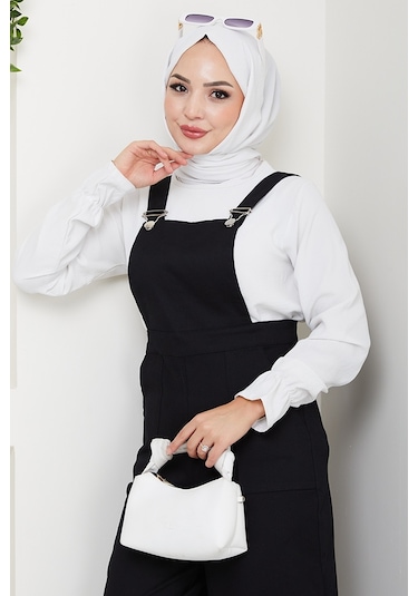 Gülru Cepli Gabardin Tulum 1587 - Siyah Siyah