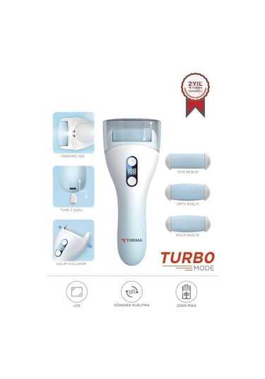 Torima Bcm-1138t Beyaz Led Ekran Göstergeli Turbo Modlu Su Geçirmez Ayak Bakım Törpüsü