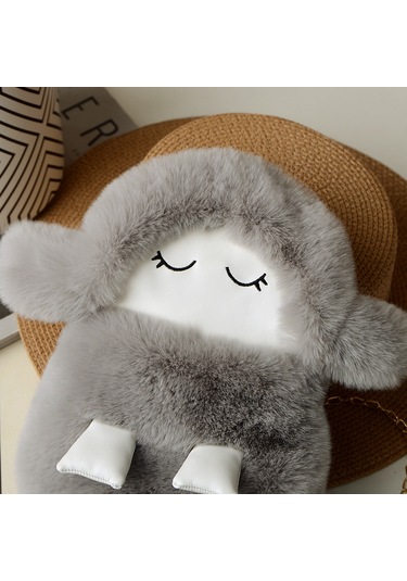 Sevimli Peluş Bebek Sırt Çantası-gri Gri