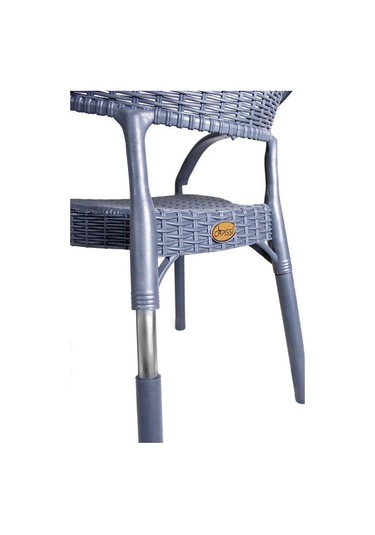 4 Adet Bambu Rattan Kollu Sandalye Koltuk Antrasit Antrasit