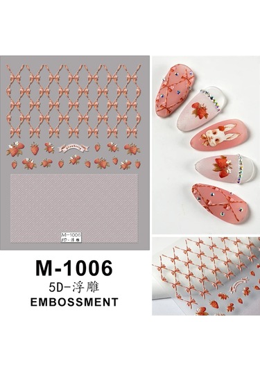 Nail Art Etiketler Çıkartmaları 5d Kabartmalı Kendinden Yapışkanlı Karikatür Çiçek Kelebek Yıldız Tırnak Çıkartmaları Green