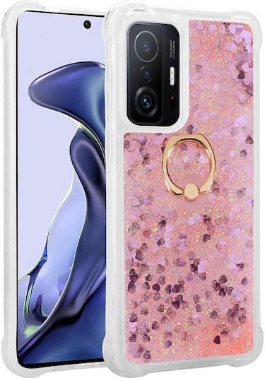 Xiaomi Mi 11T Pro 5G Kılıf Zore Milce Simli Pullu Yüzüklü Kılıf
