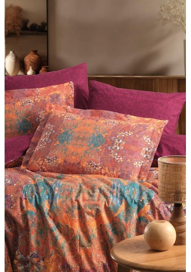 Heritage Dijital Ranforce Çift Kişilik Nevresim Takımı Opulent Bordo