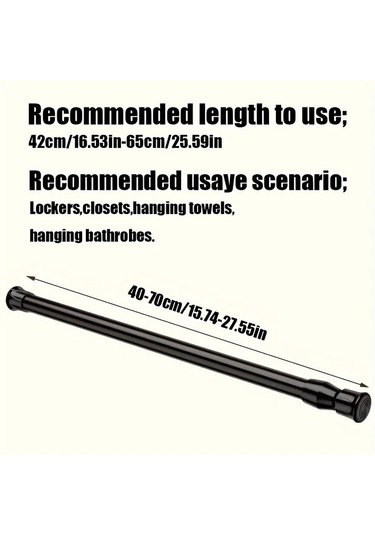 Hightower Siyah 40-70cm Kolay Kurulum Deliksiz Teleskopik Çubuk - Güçlü Yay Siyah