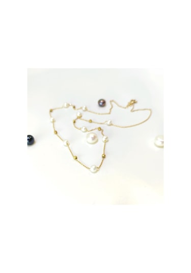 Dorika Toplu İnci Kolye 14 Ayar Altın Hd Videolu - 14 Ayar