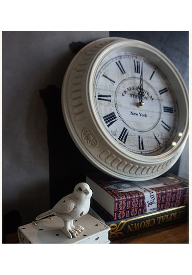 Goldenqian 14 Inç Vintage Beyaz Roma Rakamları Avrupa Duvar Saati Oturma Odası Dekoratif Antika Dilsiz Demir Çerçeve Kuvars Saat Tek Taraflı T8jaf3 Beyaz