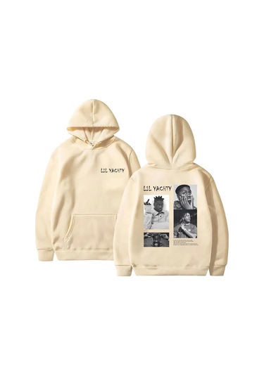Rapçi Lil Yachty Çift Taraflı Baskılı Kapüşonlu Erkek Kadın Sarı