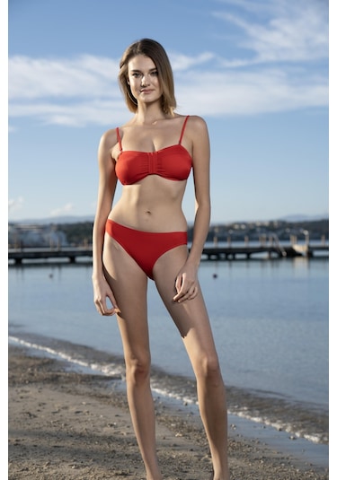Estiva Luplu Straplez Bikini Takımı - Bordo