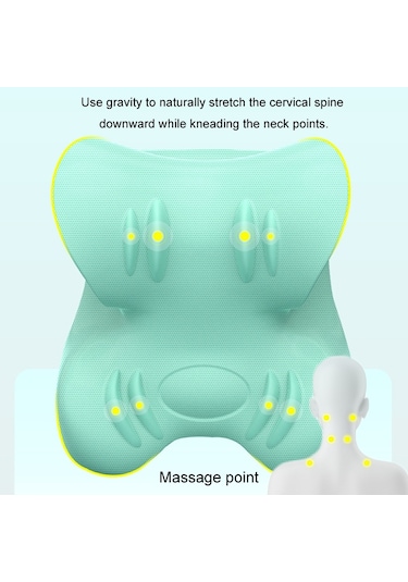 Boyun Servikal Masaj Aleti Servikal Düzeltici Akupresür C-tipi Traksiyon Desteği Masaj Yastığı Yeşil Yeşil