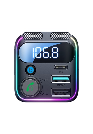 Joyroom Jr-ccb01 48w Çift Mikrofonlu Araba Kablosuz Fm Verici Siyah