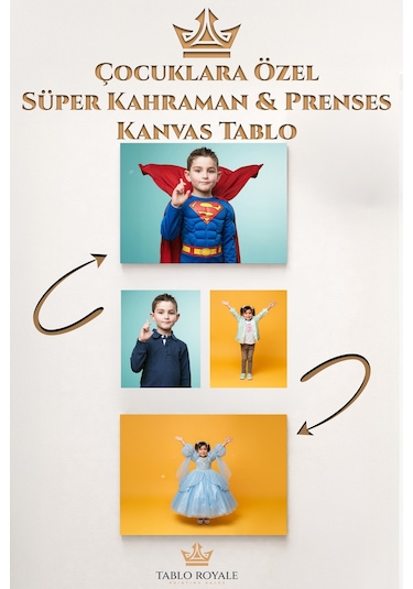Çocuklara Özel Süper Kahraman & Prenses Kanvas Tablo