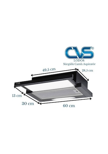 Cvs DN1147 Lodos Sürgülü Camlı Tek Filtre Aspiratör