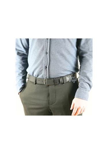 Hakiki Manda Derisi Erkek Kemer 3.5 CM Siyah Klasik Kumaş Kemer Çok Renkli