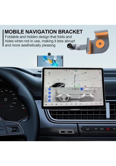 Tesla Model 3 Ve Diğer Modeller İçin Araba Ekranlı Telefon Tutucu Tabanı, Model: Taban + Manyetik Stand