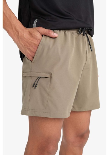 DeFactoFit Baskılı Esnek Dokulu Kısa Boy Sporcu Deniz Şortu C5138AX25HSKH474 Haki