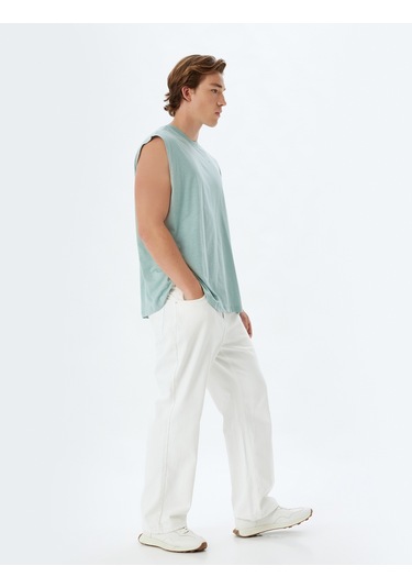 Koton Basic Atlet Bisiklet Yaka Kolsuz Pamuklu Mavi 4sam30043mk Mavi