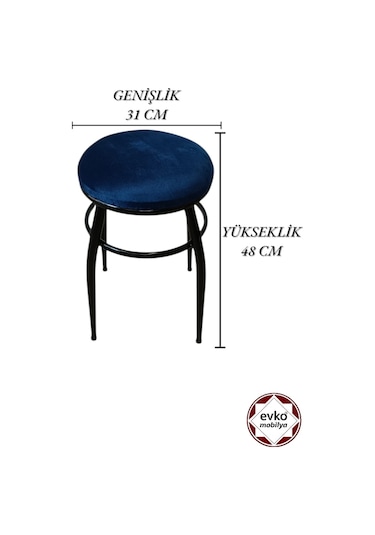 Evko Mobilya Tabure, Bar Taburesi, 2'li Tabure,siyah Ayaklı-mavi