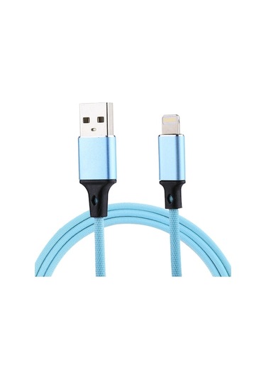 Rogfer 1m 2a Usb'den 8 Pin'e Naylon Örgü Stili Veri Senkronizasyonu Şarj Kablosu Mavi