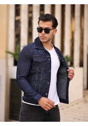 Lacivert Renk Düğmeli Kot Ceket Koyu Lacivert -556745856- Koyu Lacivert