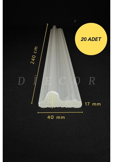 Diecor Dekoratif Boyanabilir 20 Adet 4 Cm Eğimli Polistren Duvar Çıtası Beyaz 4 Cm Model:xa146