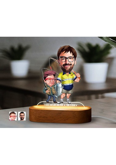 Bk Gift Kişiye Özel Baba-oğul Karikatürlü Dekoratif 3d Biblo Led Işıklı Gece Lambası-13, Babaya Hediye, Babalar Günü Hediyeleri Kobitmeyen138265 Bk Gi