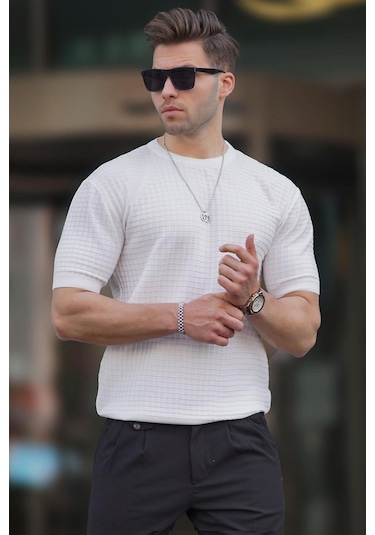 Madmext Madmext Erkek Beyaz Tişört 5685-Beyaz