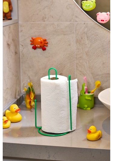 4'lü Yeşil Servis Sunum Seti, Peçetelik, Kağıt Havluluk, Kare Ekmeklik, Nihale - Metal