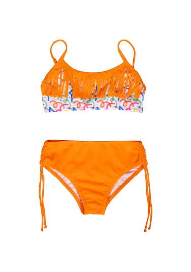 Endeep Kız Çocuk Püskül Detaylı Turuncu Bikini Takımı Turuncu