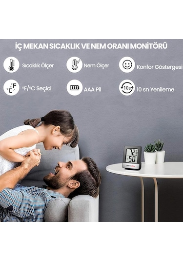 ThermoPro TP49B Mini Iç Mekan Dijital Sıcaklık ve Nem Ölçer Termometre