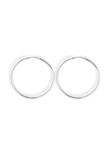 Oya Silver Oval Hatlı Yuvarlak Gümüş Halka Küpe 3.5x3.5cm-3mm Kalınlık 925 Ayar