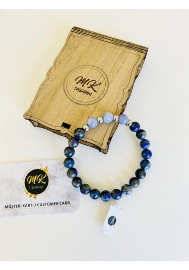 Mk Tasarım Gerçek Lapis Lazuli Mor Kuvars Taşı Bileklik Mk.011.002 Çok Renkli