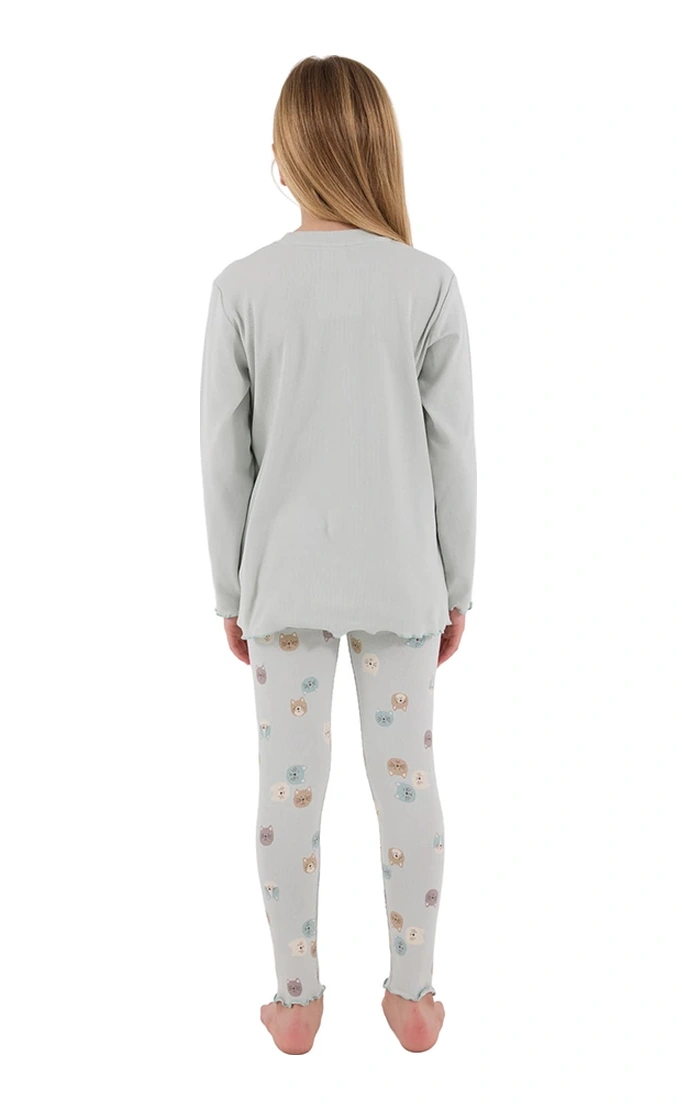 Rolypoly Rp3700-2 Kız Çocuk Kışlık İkili Pijama Takım Yeşil