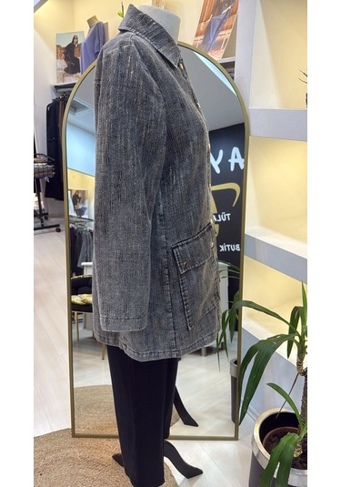 Nuss 6016 Tam Boy Düğmeli Kemer Detayli Kap Siyah Siyah