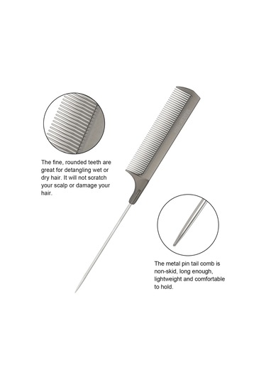 Xiyyadms Saç Bölme Ve Taşıma İçin İnce Uçlu, Paslanmaz Çelik Saplı Plastik Metal Saç Tarzı