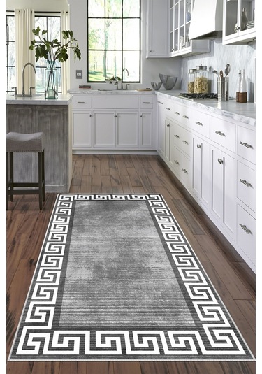 West Home Dijital Baskı Yıkanabilir Kaymaz Taban Salon Halısı Mutfak Halısı Yolluk Ve Banyo Paspası Wh 281 Grey