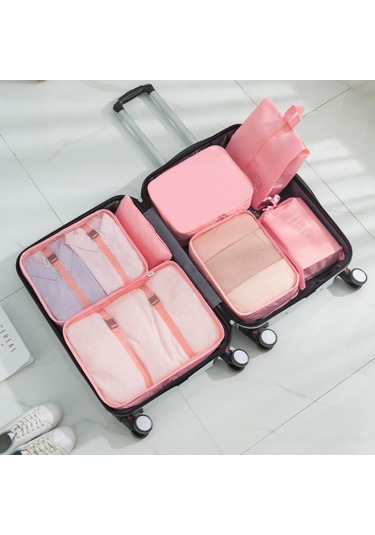 Qingmipy Pembe Seyahat Çantası Giysi Sınıflandırma Seti 7 Parça - Kolay Kullanım, Dayanıklı Malzeme İle Organize Edin Pembe