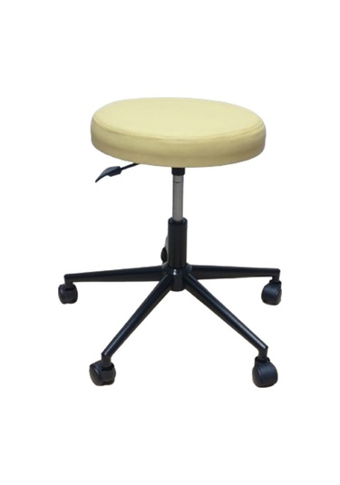 Krom Yıldız Ayaklı Hekim Taburesi Sarı Outdoor Kumaş