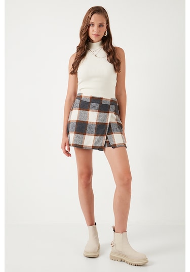 Lela Pamuk Karışımlı Regular Fit Kışlık Bayan Şort Etek 61100015 Gri