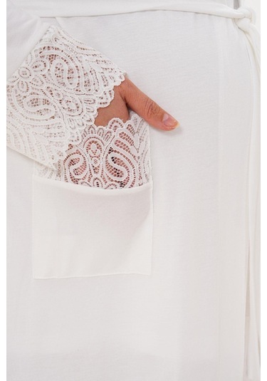 Mecit 6332 Ekru Sabahlık Gecelik Pijama Hamile Lohusa Set