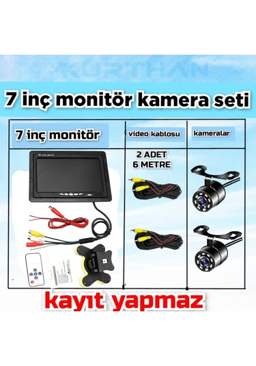 Tarım Araçlarına 7'' Monitör Ve 2 Adet Beyaz Ledli Kamera Seti