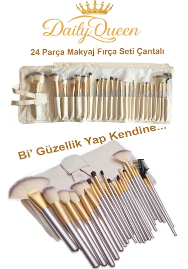 Daily Queen 24 Parça Makyaj Fırça Seti Deri Çantalı Lüx Ve Kaliteli
