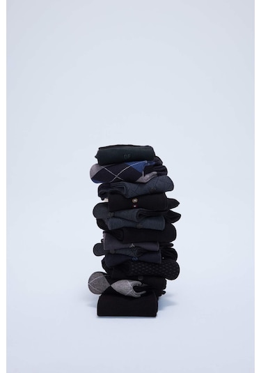 DeFacto Erkek Dikişsiz Baklava Desenli Ultra Soft 2'li Bambu Premium Uzun Çorap D3775AXNSNV2