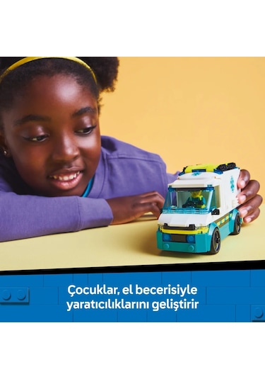 LEGO® City Acil Yardım Ambulansı 60451 - Model Araç Seven 5 Yaş Üzeri Çocuklar için Yaratıcı Oyuncak Yapım Seti (184 Parça)