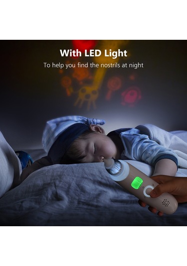 Gajeena Bebek Elektrikli Burun Emici - 3 Seviye Emme, Düşük Gürültü, Işık Ve Müzik, Yenilenebilir Batarya, 3 Silikon Uç Beyaz