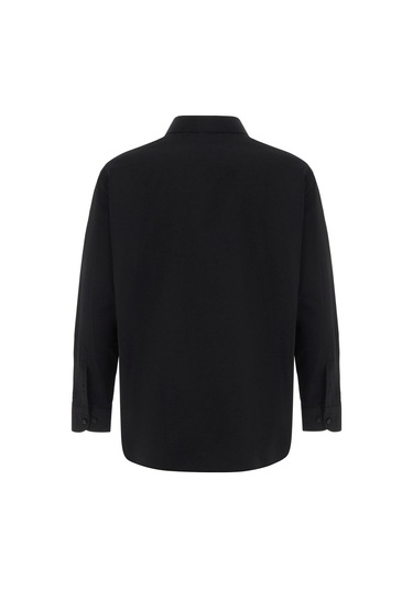 Siyah Regular Armürlü Klasik Yaka Gömlek-33476 Siyah