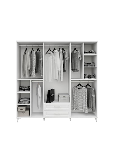 Sanat 6 Kapaklı Komple Mdf Beyaz Yatak Odası Takı